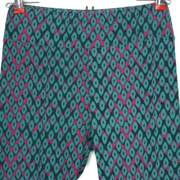 LuLaRoe Leggings Teal Green Pink‎ One Size OS - Picture 5 of 12